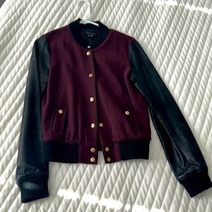 Theory leather letterman’s jacket